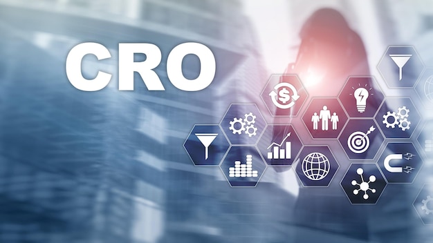 Conversion Rate Optimization CRO Business Technology Finance concept op een virtueel scherm