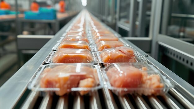 Foto linea di produzione per la produzione di alimenti a base di carne