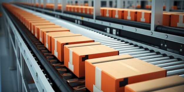 Conveyor Belt In Warehouse Fulfillment Center Snapshot van de e-commerce