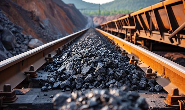 Conveyorband met mijnbouw en verwerking van ertsgesteenten