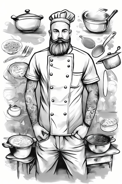 Photo cook boy coloring page coloring book pages