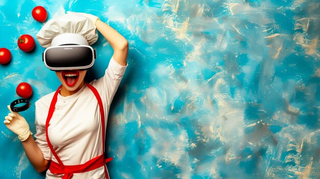 cook emotional joyful surprised at hospital with virtual reality sunglass