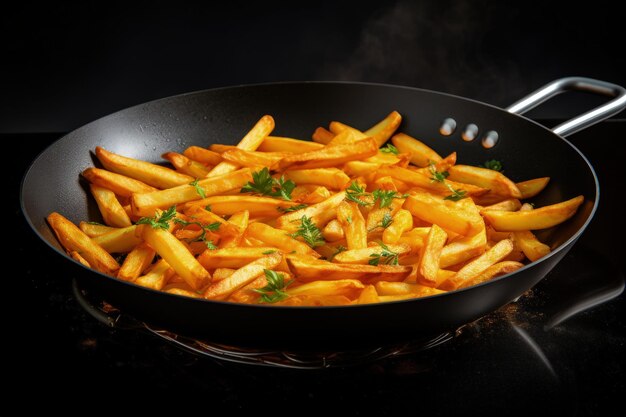 Cook French fries in pan