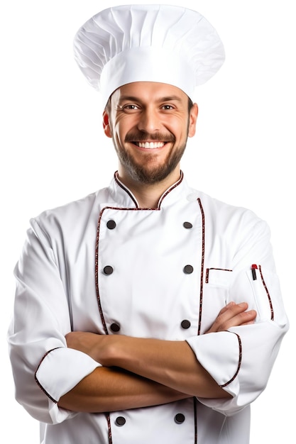 Cook smile very detailed photo above the waist white background