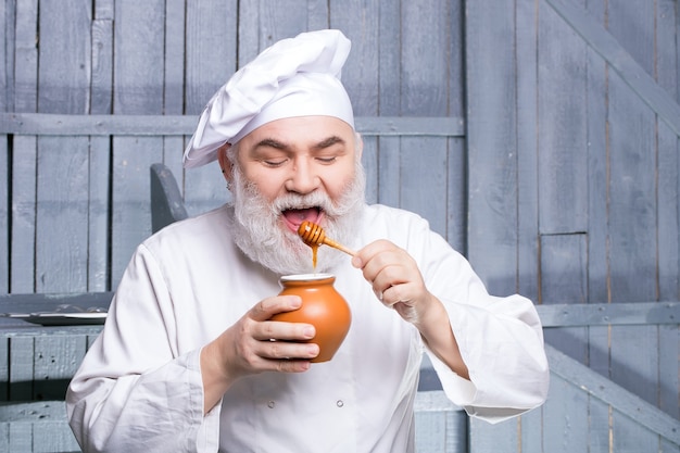 Cook tasting honey