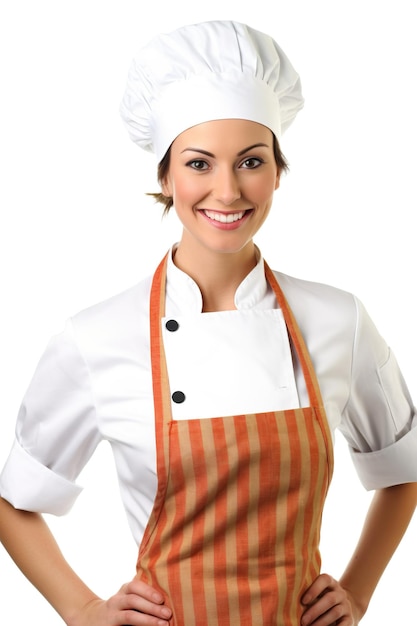 Cook woman smile very detailed photo above the waist white background