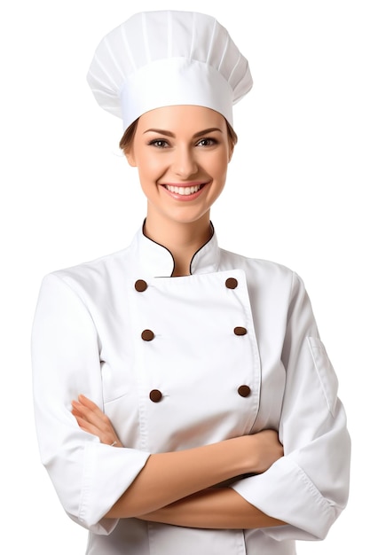 Cook woman smile very detailed photo above the waist white background