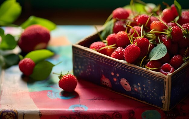 Photo cookbook red fruits in a folk kitchen