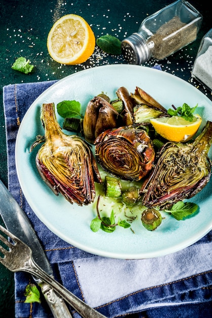 Cooked baked artichoke