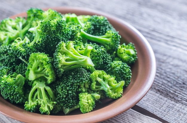 Cooked broccoli on the plate