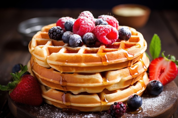 Cooked delicious waffles Its sweet aspect is irresistible Generate Ai