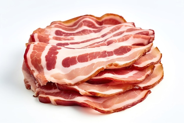 Premium AI Image | Cooked ham slices isolated on a white background