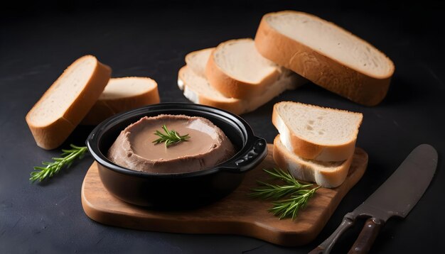 Photo cooked homemade liver pate with bread