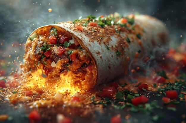 Foto burrito succoso cotto per la colazione il concetto di cibo delizioso