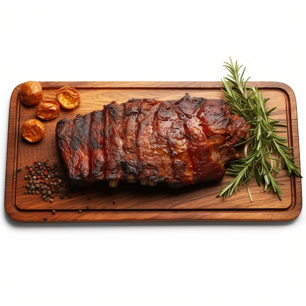 Cooked meat on the Wooden board