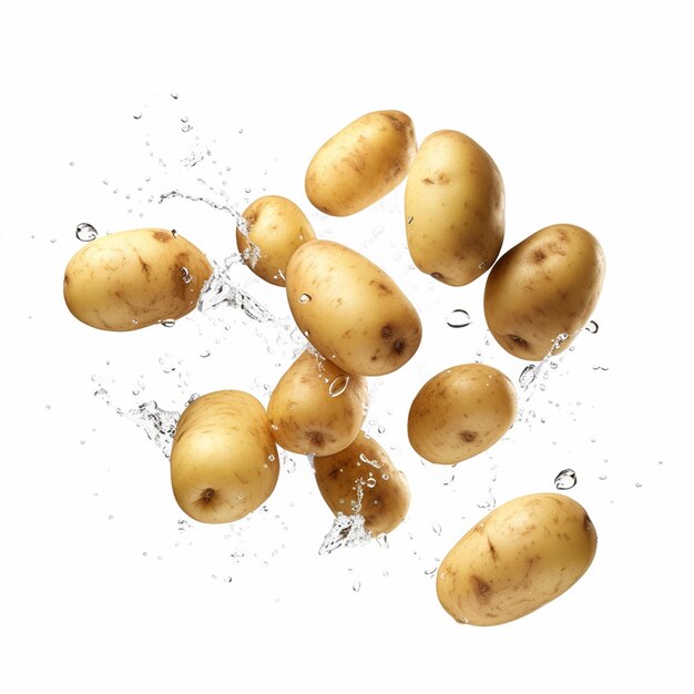 Cooked Potatoes on white background