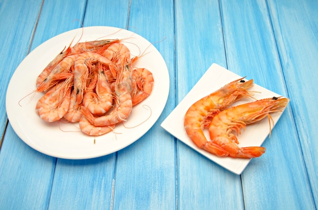 Cooked prawns served on a plate