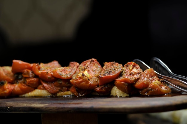 Cooked red tomatoes at the hotel buffet