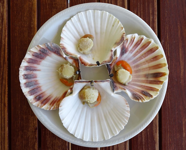 Cooked scallops on a dish