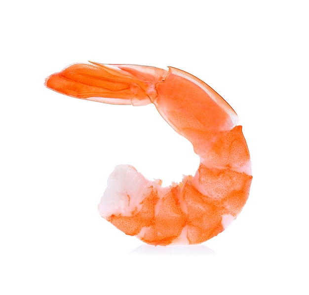Cooked shrimps isolated on white.
