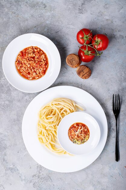 Cooked spaghetti bolognese