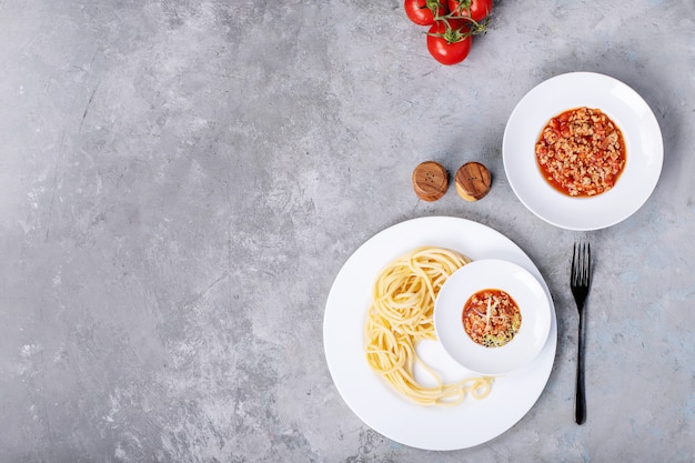 Cooked spaghetti bolognese