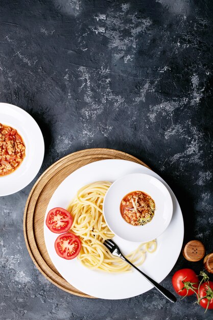 Cooked spaghetti bolognese