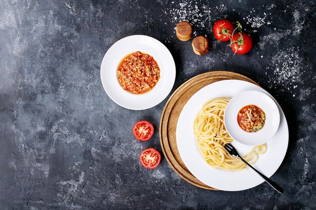 Cooked spaghetti bolognese