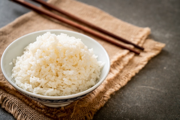 cooked Thai jasmine white rice bowl