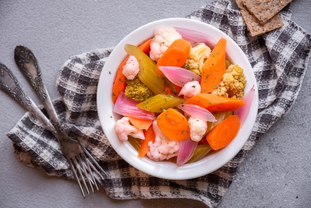 Cooked vegetables in a bowl diet and healthy food