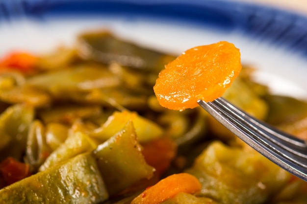 Cooked vegetables on a plate