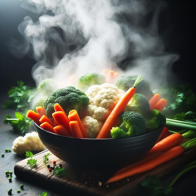 Photo cooked vegetables vegetarian and healthy food ai generated