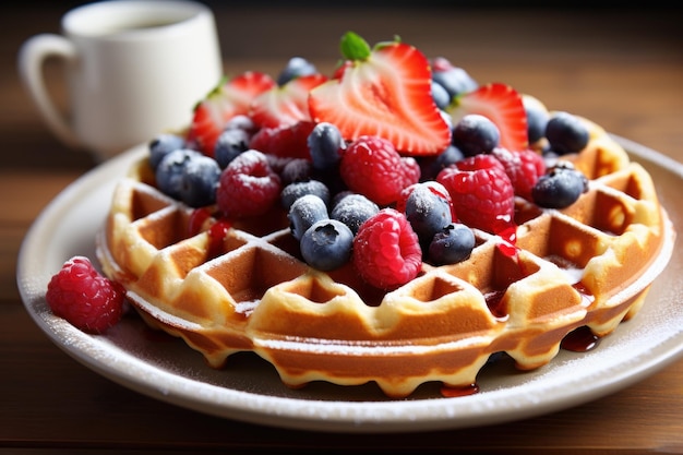Cooked waffles in the early morning The sweet sweetness adds to its flavor Generate Ai