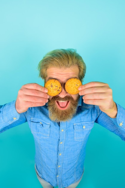 Cookie biscuit biscuits sweet snack man with cookie homemade cookies taste of childhood bearded man