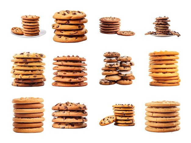 Cookie collection isolated on white background with AI generated