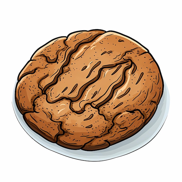 Cookie Fun Playful Cartoon Design of a Molasses Cookie with Black Outlines