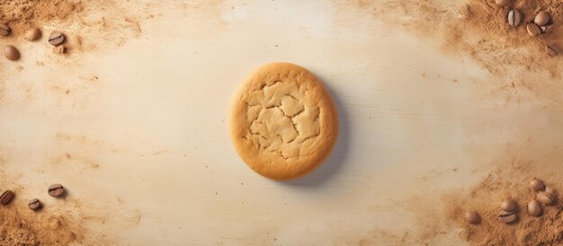 Photo cookie made from beans on a isolated pastel background copy space