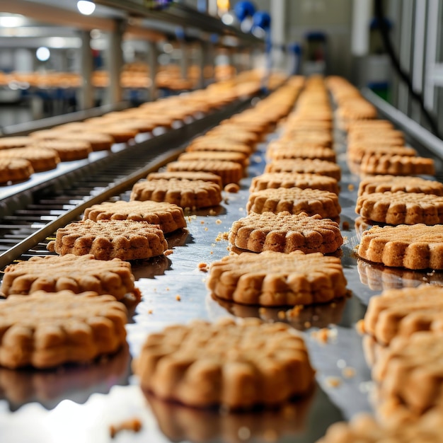 Cookie Making Production Line Food Industry Working on Automated Bakery Production Lines