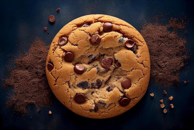 Premium AI Image | A cookie with chocolate chips and chocolate chips on it