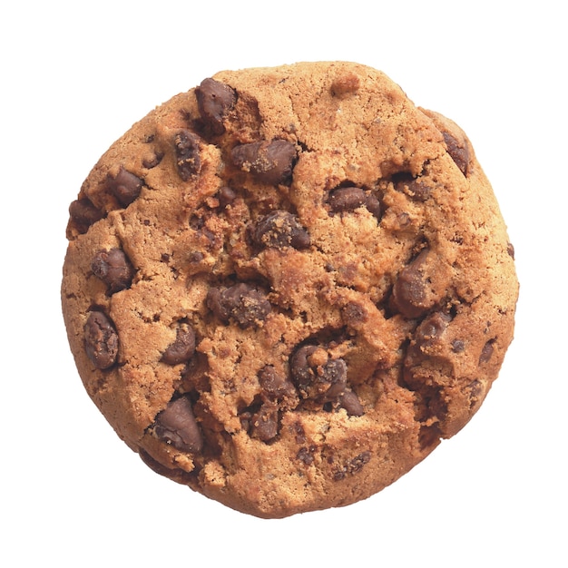 写真 白い背景のクローズアップに分離されたチョコレートとクッキー