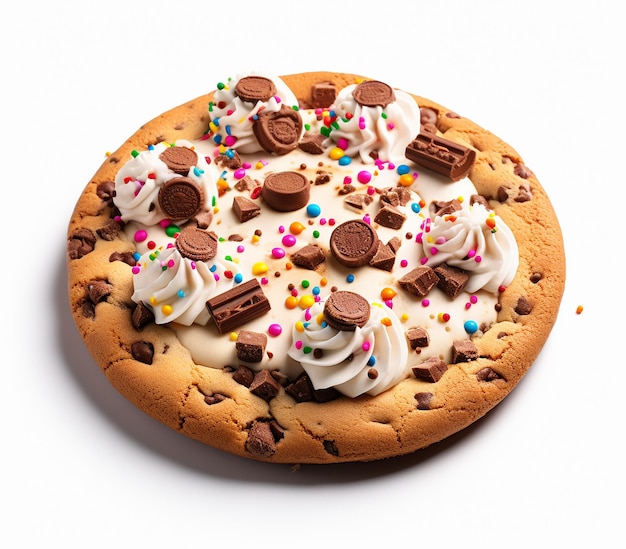 a cookie with chocolate and sprinkles on it