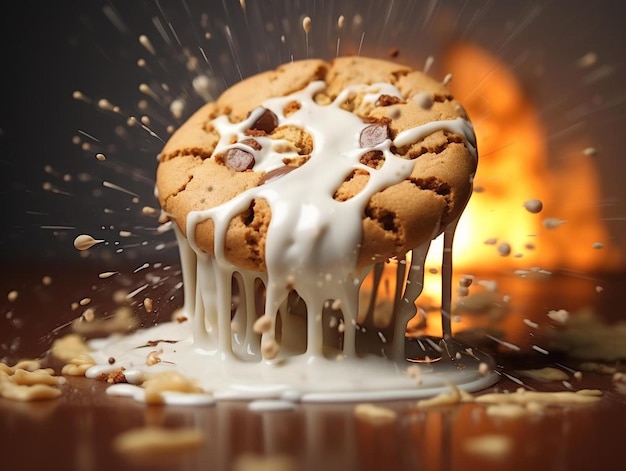 a cookie with a splash of milk and a splash of milk.