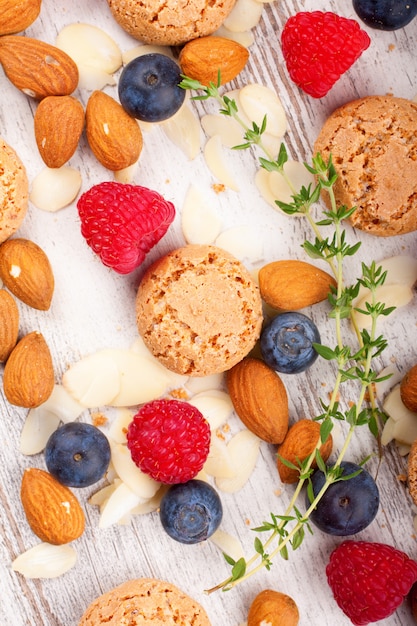 Cookies and berries background