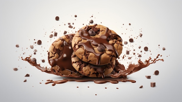 クッキー ビスケット 流体 チョコレート 広告 白背景