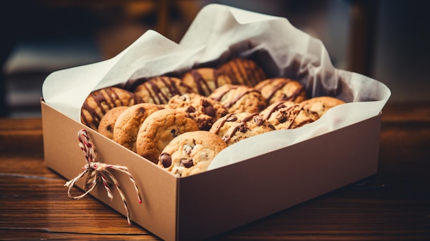 Cookies in box on table