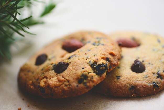 Cookies chocolate chip and nut on the table 