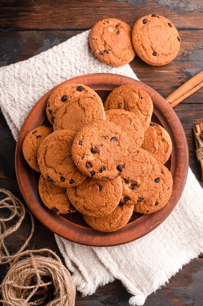 Cookies cookies on different backgrounds oatmeal cookies with chocolate