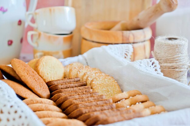 Cookies of different shapes and other kitchen utensils