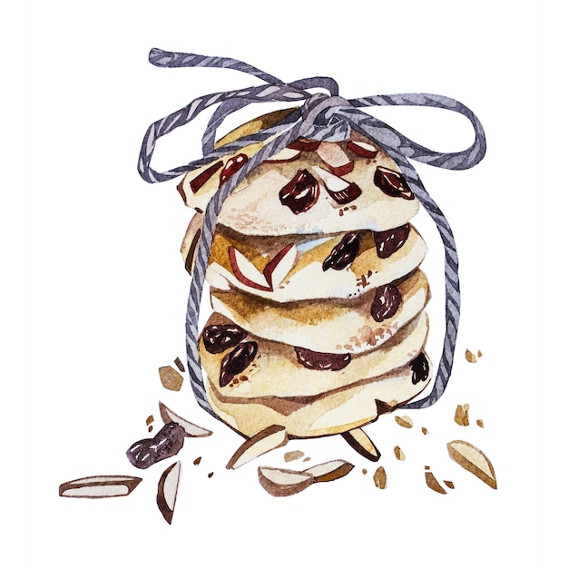 Cookies hand-drawn watercolor illustration isolated