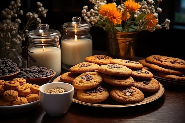 cookies on kitchen table in indoor studio professional advertising food photography